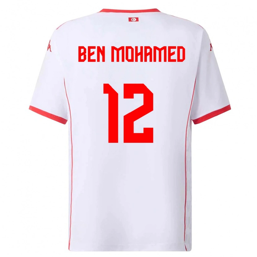Danxen Kvinnor Tunisien Ibtissem Ben Mohamed #12 Vit Röd Bortatröja Matchtröjor 26-28 Tröjor T-Tröja