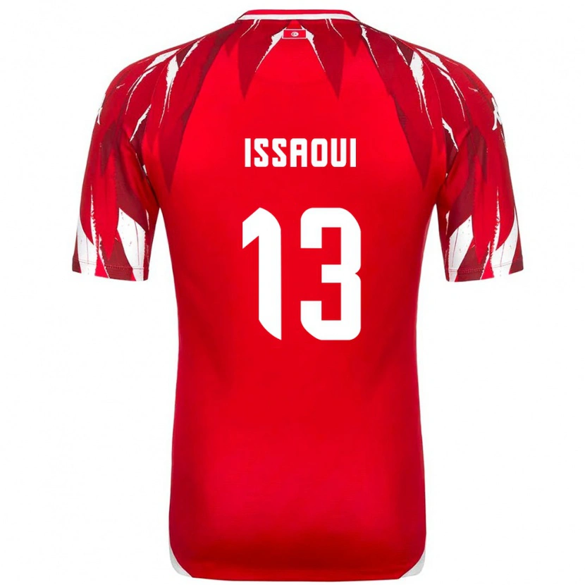 Danxen Kvinnor Tunisien Wajdi Issaoui #13 Röd Vit Bortatröja Matchtröjor 26-28 Tröjor T-Tröja