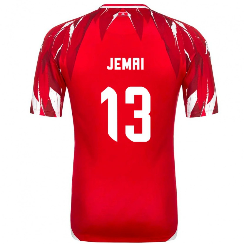 Danxen Kvinnor Tunisien Yasmine Jemai #13 Röd Vit Bortatröja Matchtröjor 26-28 Tröjor T-Tröja