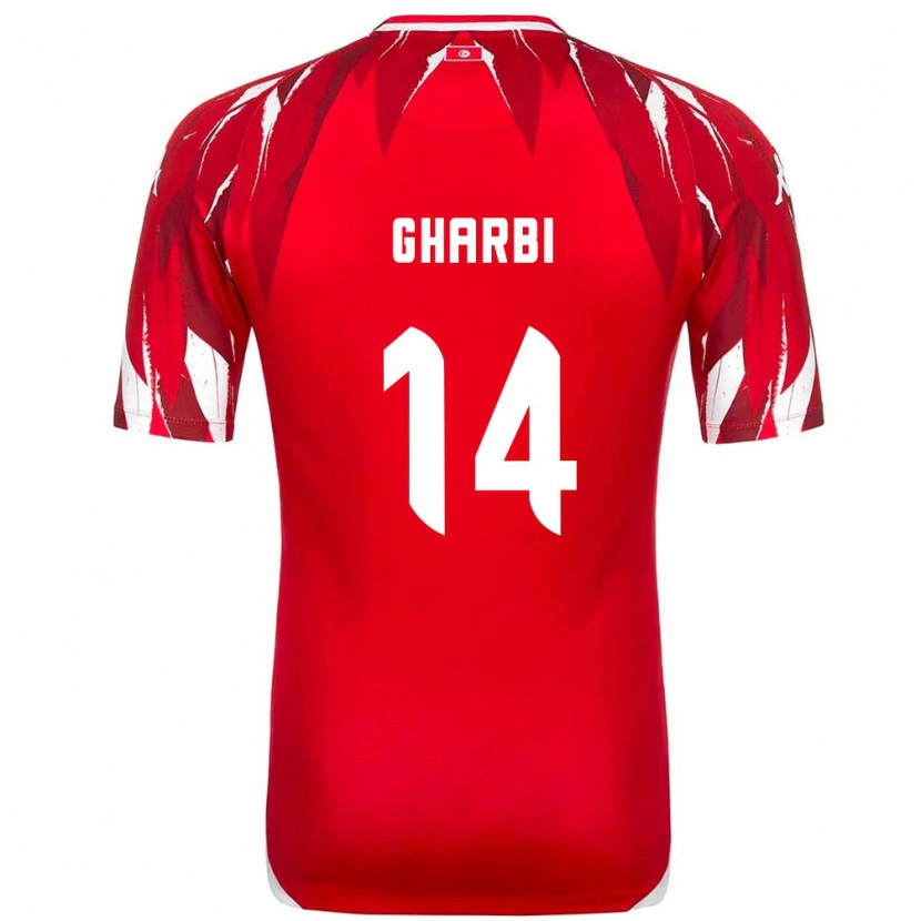 Danxen Kvinnor Tunisien Moncef Gharbi #14 Röd Vit Bortatröja Matchtröjor 26-28 Tröjor T-Tröja