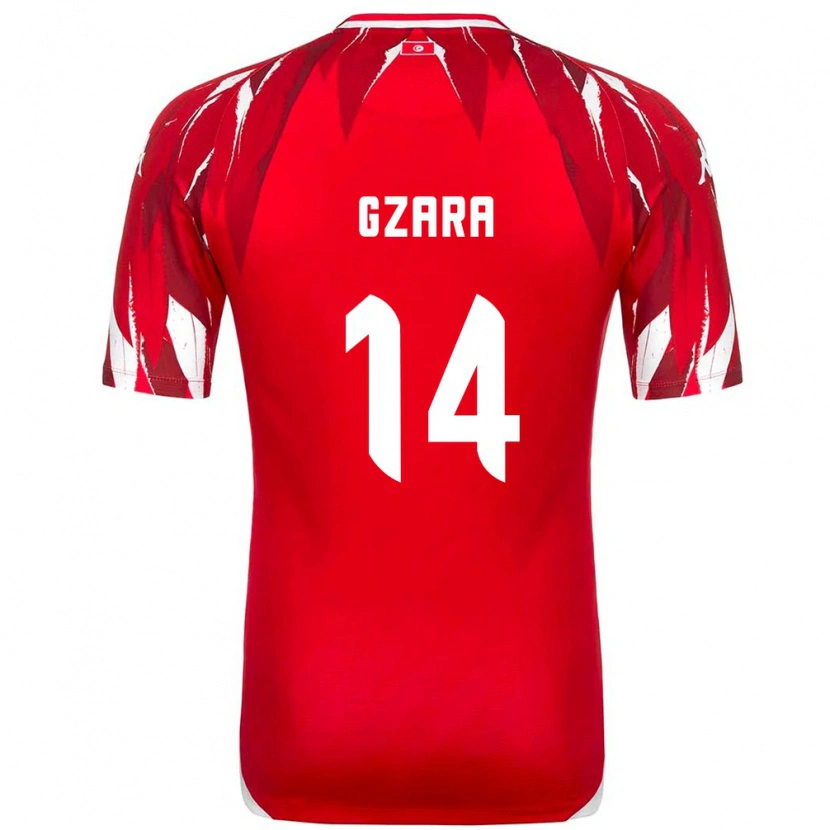 Danxen Kvinnor Tunisien Ahmed Gzara #14 Röd Vit Bortatröja Matchtröjor 26-28 Tröjor T-Tröja