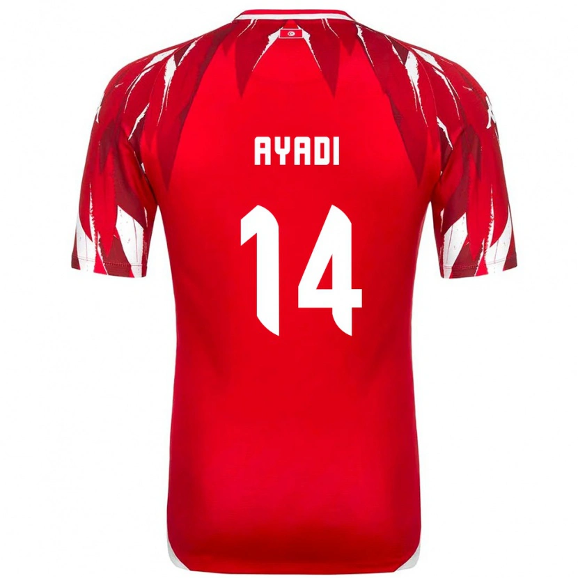 Danxen Kvinnor Tunisien Ghada Ayadi #14 Röd Vit Bortatröja Matchtröjor 26-28 Tröjor T-Tröja