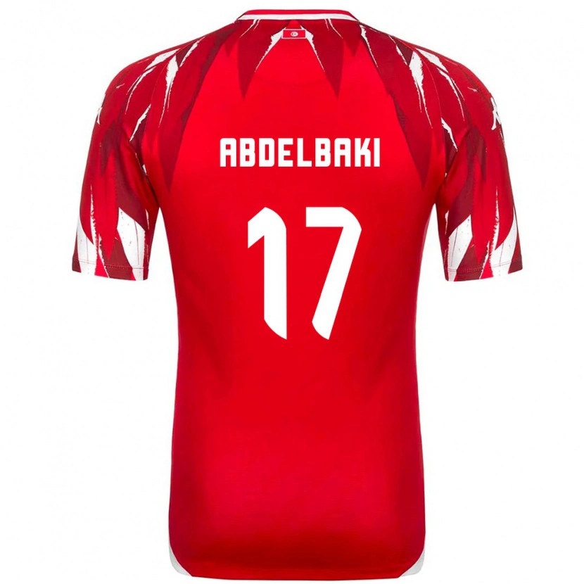 Danxen Kvinnor Tunisien Aziz Abdelbaki #17 Röd Vit Bortatröja Matchtröjor 26-28 Tröjor T-Tröja