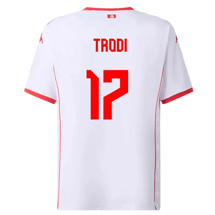 Danxen Kvinnor Tunisien Imen Trodi #17 Vit Röd Bortatröja Matchtröjor 26-28 Tröjor T-Tröja