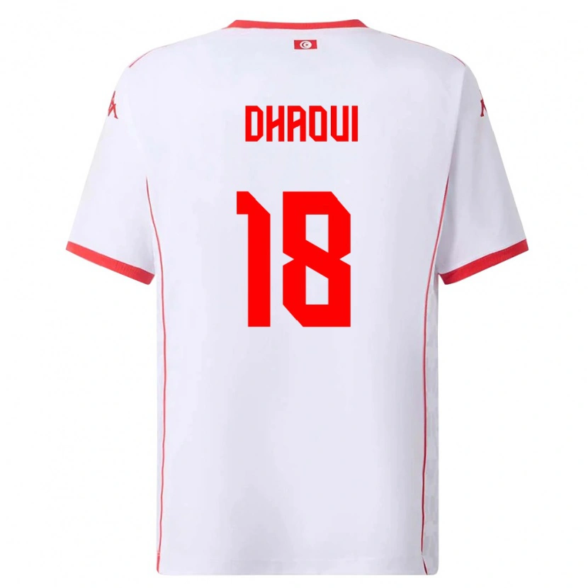Danxen Kvinnor Tunisien Mouhamed Dhaoui #18 Vit Röd Bortatröja Matchtröjor 26-28 Tröjor T-Tröja