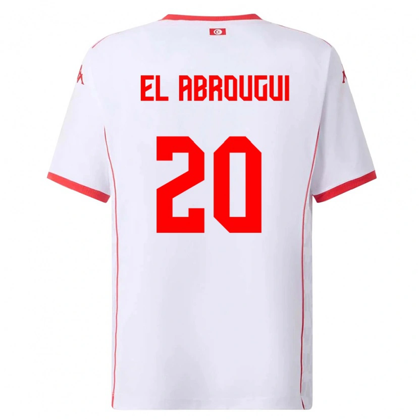 Danxen Kvinnor Tunisien Wassim El Abrougui #20 Vit Röd Bortatröja Matchtröjor 26-28 Tröjor T-Tröja