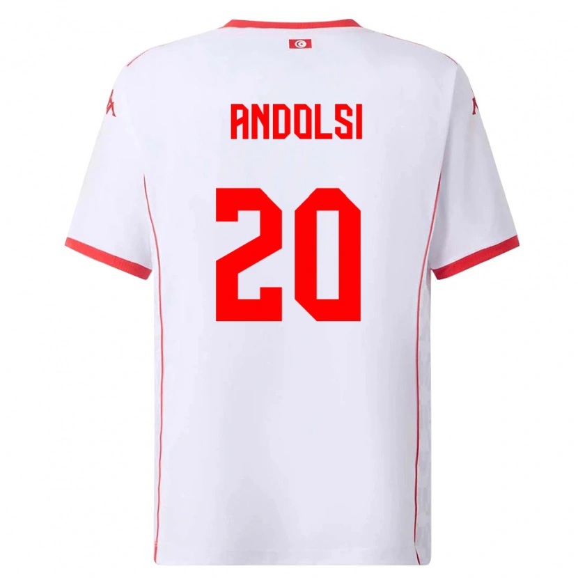 Danxen Kvinnor Tunisien Youssef Andolsi #20 Vit Röd Bortatröja Matchtröjor 26-28 Tröjor T-Tröja