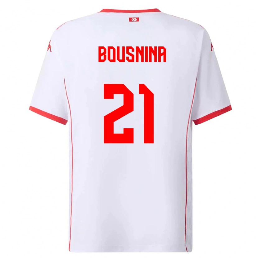 Danxen Kvinnor Tunisien Farès Bousnina #21 Vit Röd Bortatröja Matchtröjor 26-28 Tröjor T-Tröja