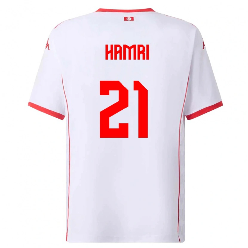 Danxen Kvinnor Tunisien Rabii Hamri #21 Vit Röd Bortatröja Matchtröjor 26-28 Tröjor T-Tröja