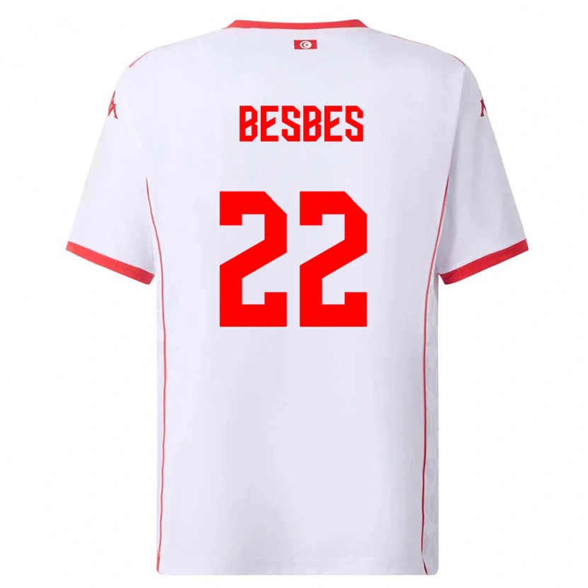 Danxen Kvinnor Tunisien Rayen Besbes #22 Vit Röd Bortatröja Matchtröjor 26-28 Tröjor T-Tröja