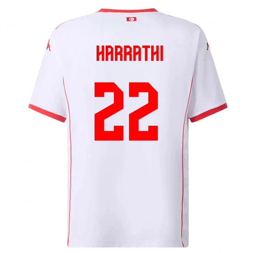 Danxen Kvinnor Tunisien Najla Harrathi #22 Vit Röd Bortatröja Matchtröjor 26-28 Tröjor T-Tröja