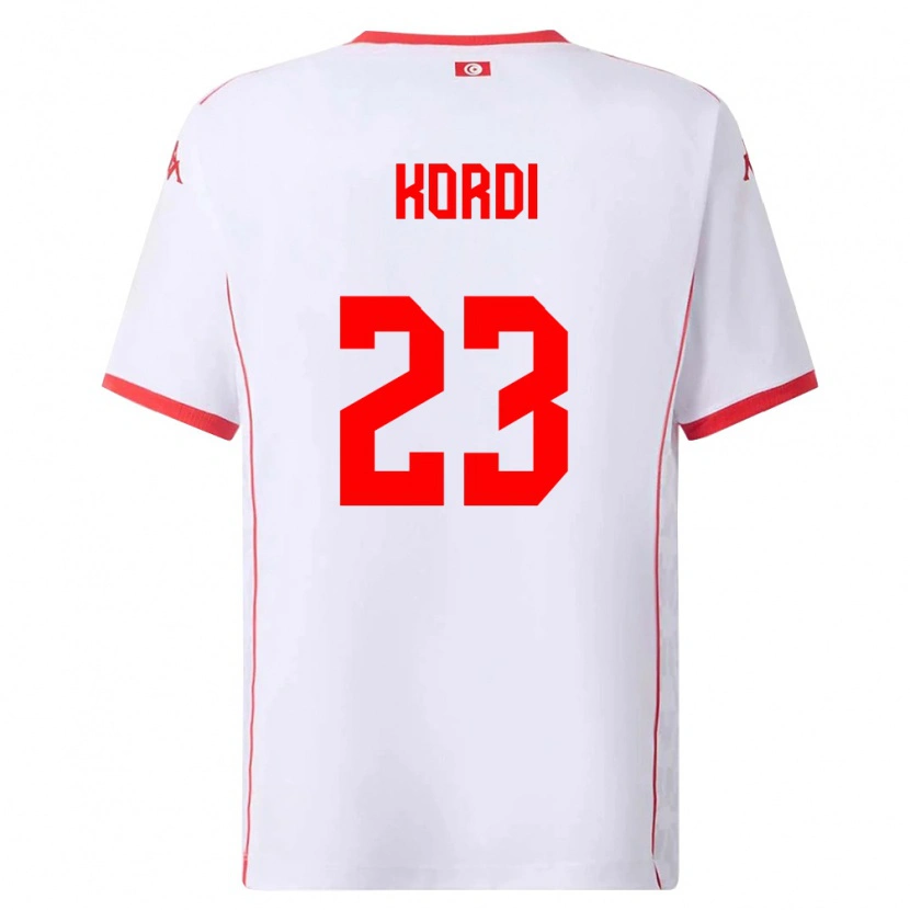 Danxen Kvinnor Tunisien Anes Kordi #23 Vit Röd Bortatröja Matchtröjor 26-28 Tröjor T-Tröja