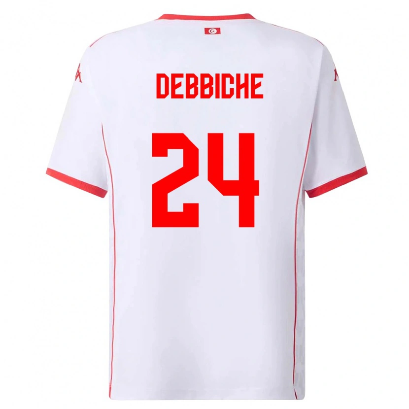 Danxen Kvinnor Tunisien Wael Debbiche #24 Vit Röd Bortatröja Matchtröjor 26-28 Tröjor T-Tröja