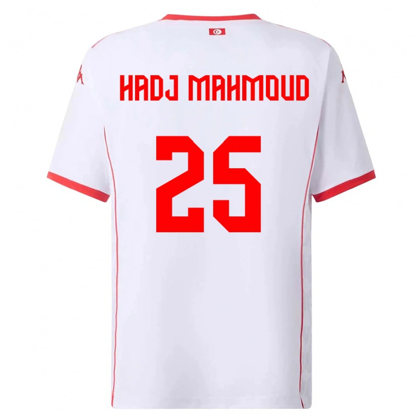 Danxen Kvinnor Tunisien Mohamed Belhadj Mahmoud #25 Vit Röd Bortatröja Matchtröjor 26-28 Tröjor T-Tröja