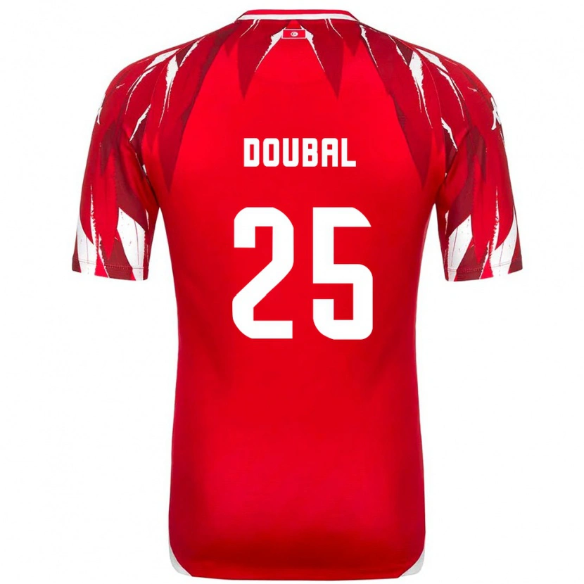 Danxen Kvinnor Tunisien Anis Doubal #25 Röd Vit Bortatröja Matchtröjor 26-28 Tröjor T-Tröja