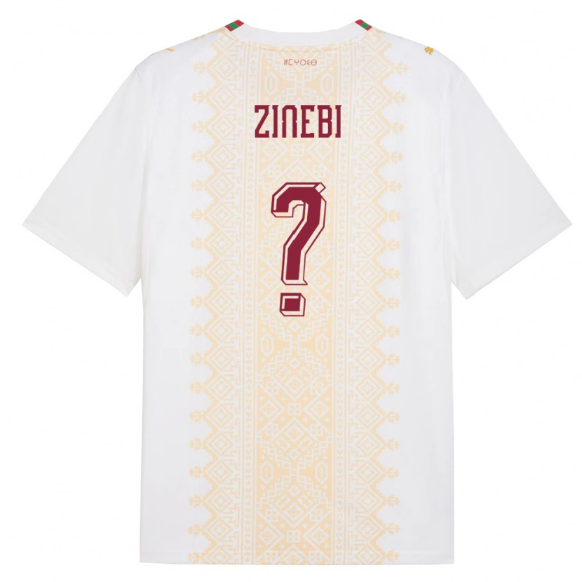 Danxen Kvinnor Marocko Rayan Zinebi #0 Vit Guld Röd Bortatröja Matchtröjor 26-28 Tröjor T-Tröja