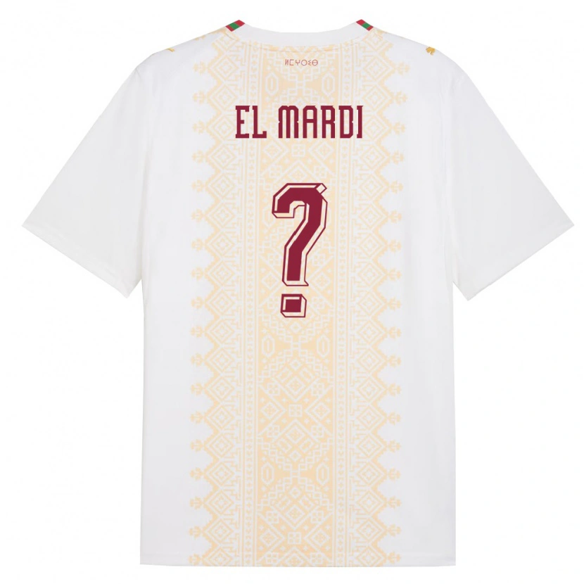 Danxen Kvinnor Marocko Ziyad El Mardi #0 Vit Guld Röd Bortatröja Matchtröjor 26-28 Tröjor T-Tröja