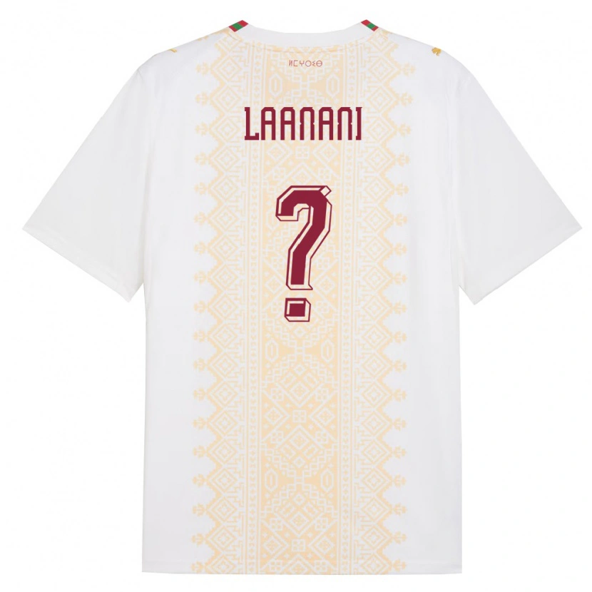 Danxen Kvinnor Marocko Kamal Laanani #0 Vit Guld Röd Bortatröja Matchtröjor 26-28 Tröjor T-Tröja