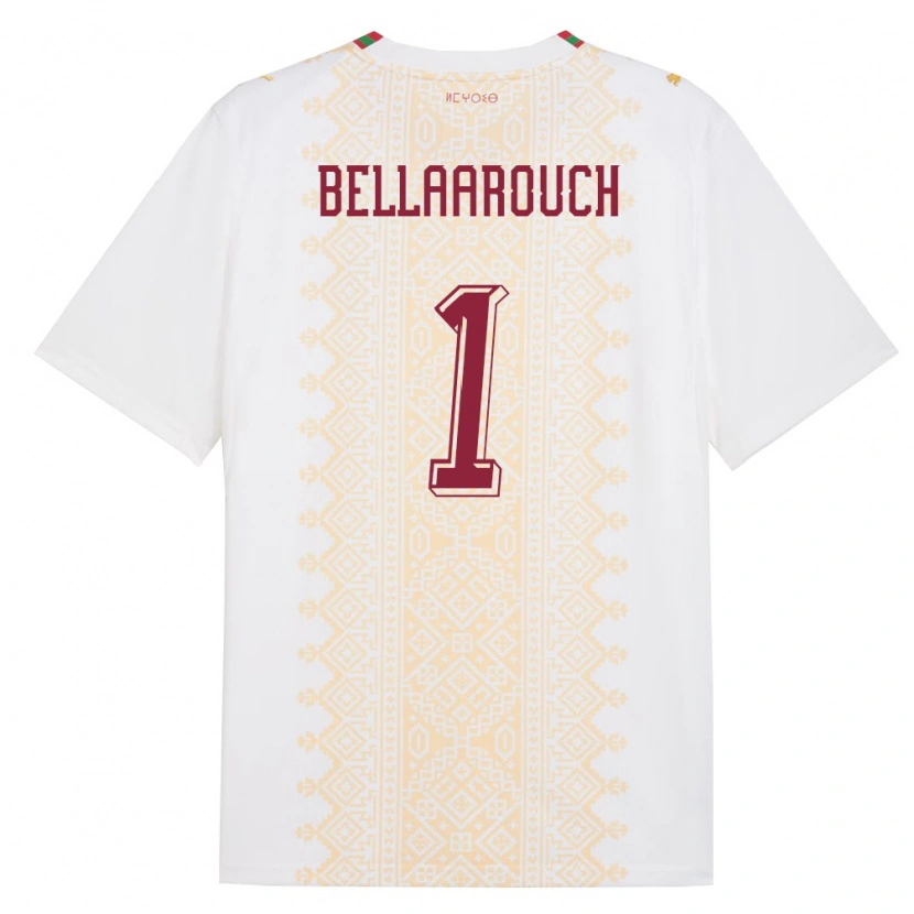 Danxen Kvinnor Marocko Chouaib Bellaarouch #1 Vit Guld Röd Bortatröja Matchtröjor 26-28 Tröjor T-Tröja