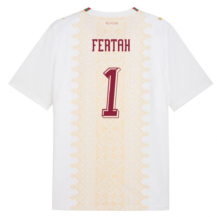 Danxen Kvinnor Marocko Amine Fertah #1 Vit Guld Röd Bortatröja Matchtröjor 26-28 Tröjor T-Tröja