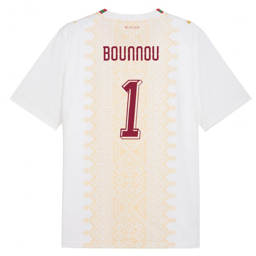 Danxen Kvinnor Marocko Yassine Bounnou #1 Vit Guld Röd Bortatröja Matchtröjor 26-28 Tröjor T-Tröja