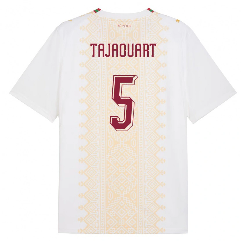 Danxen Kvinnor Marocko Anas Tajaouart #5 Vit Guld Röd Bortatröja Matchtröjor 26-28 Tröjor T-Tröja