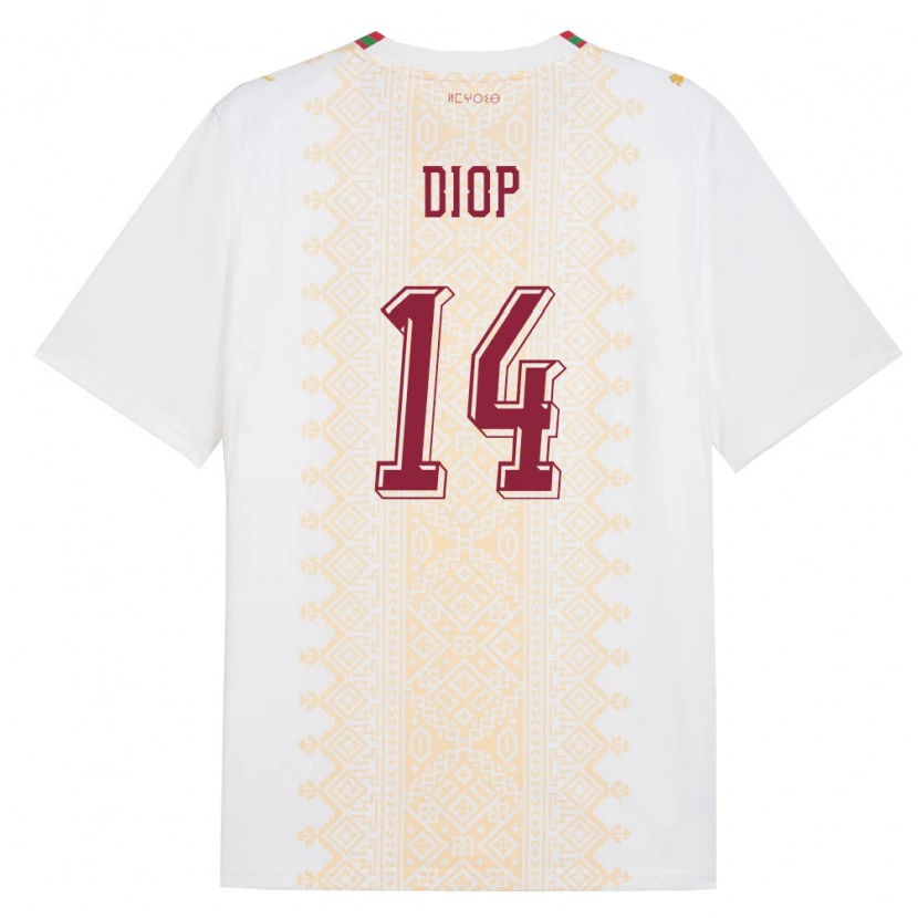 Danxen Kvinnor Marocko Issa Diop #14 Vit Guld Röd Bortatröja Matchtröjor 26-28 Tröjor T-Tröja