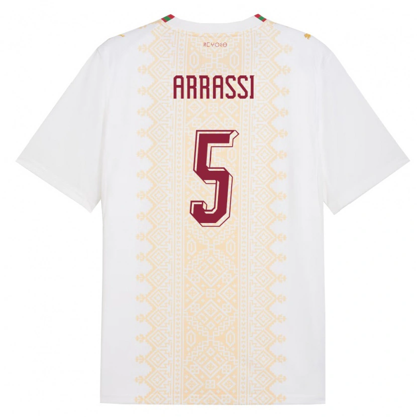 Danxen Kvinnor Marocko Bouchaib Arrassi #5 Vit Guld Röd Bortatröja Matchtröjor 26-28 Tröjor T-Tröja