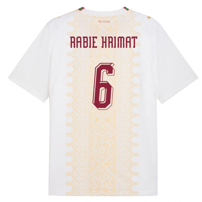 Danxen Kvinnor Marocko Mohamed Rabie Hrimat #6 Vit Guld Röd Bortatröja Matchtröjor 26-28 Tröjor T-Tröja