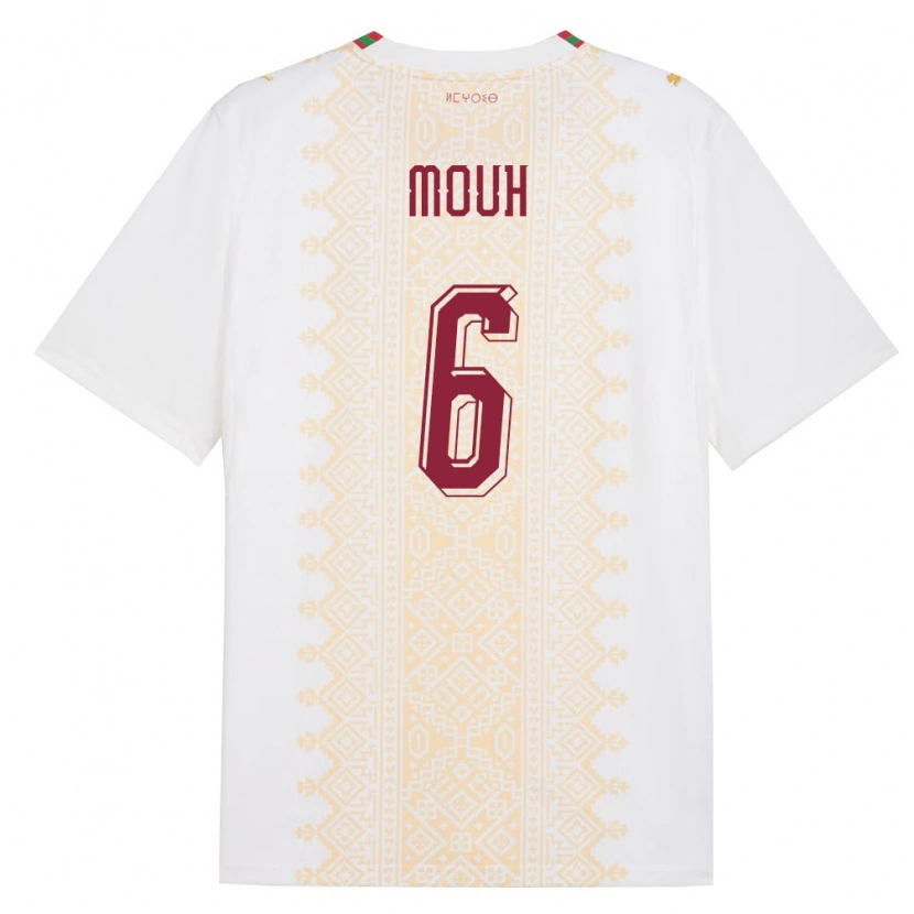 Danxen Kvinnor Marocko Yasir Mouh #6 Vit Guld Röd Bortatröja Matchtröjor 26-28 Tröjor T-Tröja