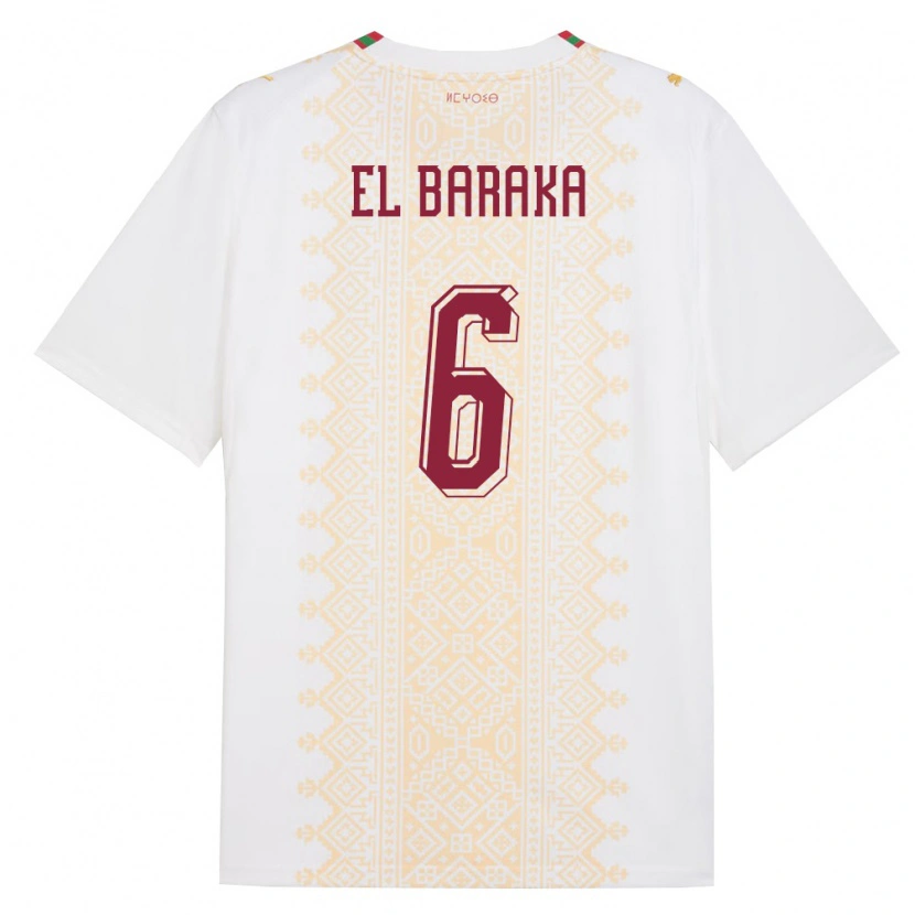 Danxen Kvinnor Marocko Jibril El Baraka #6 Vit Guld Röd Bortatröja Matchtröjor 26-28 Tröjor T-Tröja