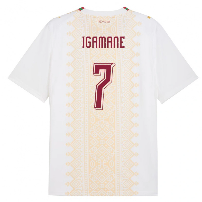 Danxen Kvinnor Marocko Hamza Igamane #7 Vit Guld Röd Bortatröja Matchtröjor 26-28 Tröjor T-Tröja