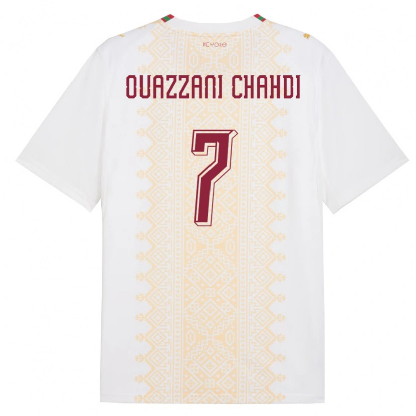 Danxen Kvinnor Marocko Fady Ouazzani Chahdi #7 Vit Guld Röd Bortatröja Matchtröjor 26-28 Tröjor T-Tröja