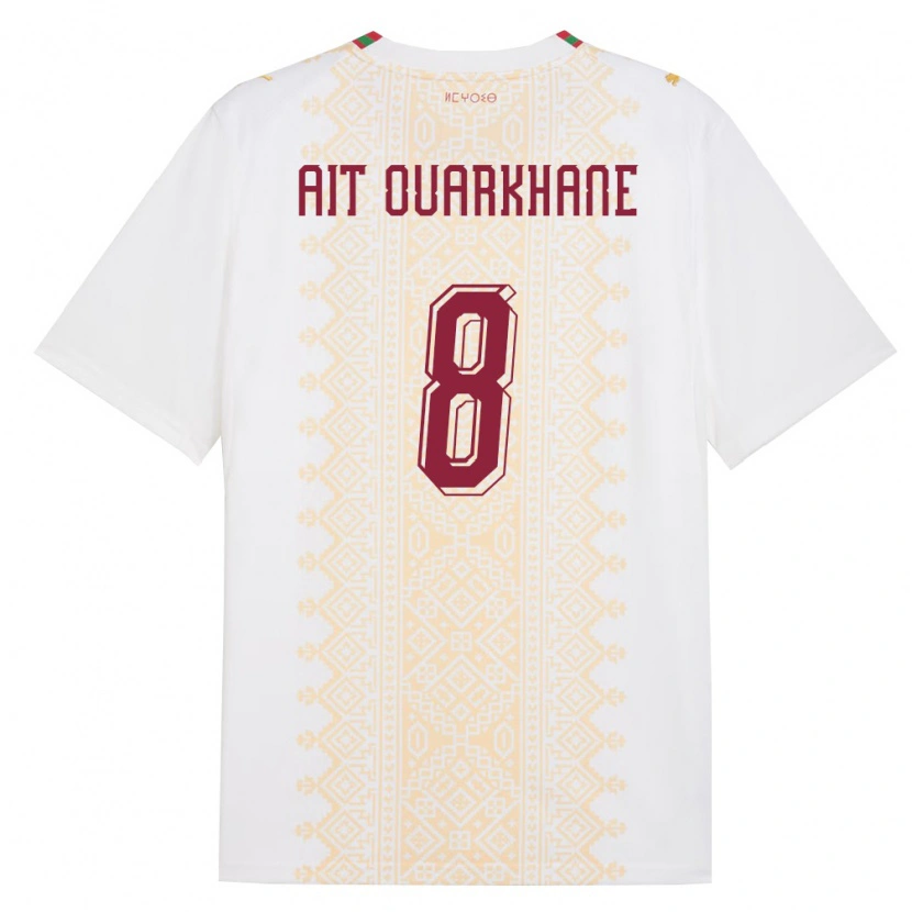 Danxen Kvinnor Marocko Khalid Aït Ouarkhane #8 Vit Guld Röd Bortatröja Matchtröjor 26-28 Tröjor T-Tröja