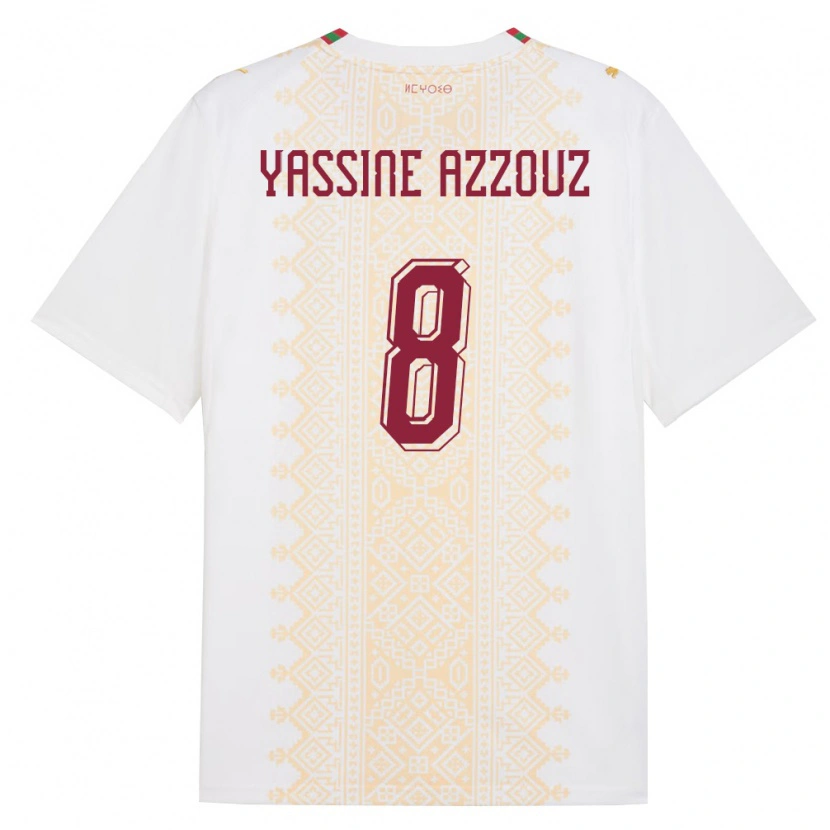 Danxen Kvinnor Marocko Mohamed Yassine Azzouz #8 Vit Guld Röd Bortatröja Matchtröjor 26-28 Tröjor T-Tröja