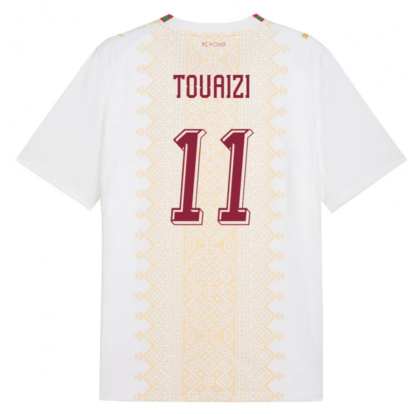 Danxen Kvinnor Marocko Nabil Touaizi #11 Vit Guld Röd Bortatröja Matchtröjor 26-28 Tröjor T-Tröja