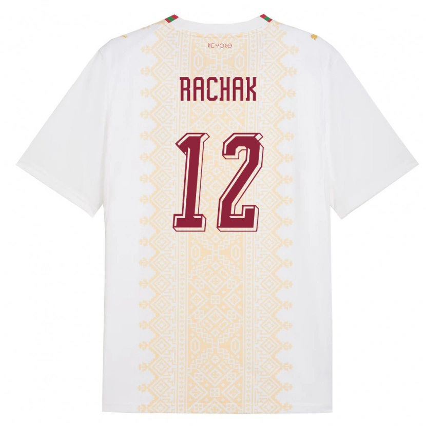 Danxen Kvinnor Marocko Anass Rachak #12 Vit Guld Röd Bortatröja Matchtröjor 26-28 Tröjor T-Tröja