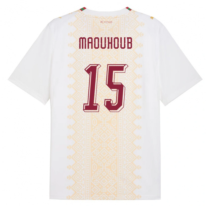 Danxen Kvinnor Marocko El Mehdi Maouhoub #15 Vit Guld Röd Bortatröja Matchtröjor 26-28 Tröjor T-Tröja