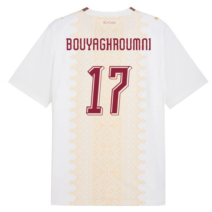 Danxen Kvinnor Marocko Jaafar Bouyaghroumni #17 Vit Guld Röd Bortatröja Matchtröjor 26-28 Tröjor T-Tröja