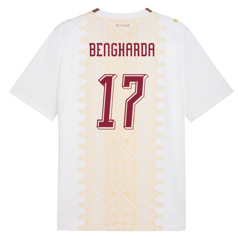 Danxen Kvinnor Marocko Bilal Bengharda #17 Vit Guld Röd Bortatröja Matchtröjor 26-28 Tröjor T-Tröja
