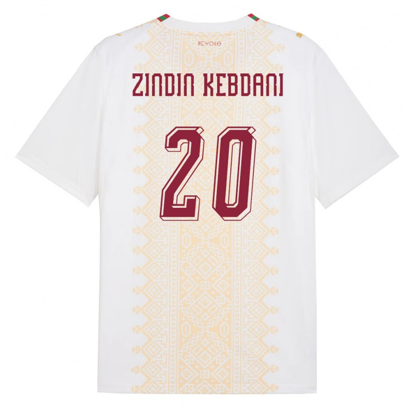 Danxen Kvinnor Marocko Mohammed Zindin Kebdani #20 Vit Guld Röd Bortatröja Matchtröjor 26-28 Tröjor T-Tröja