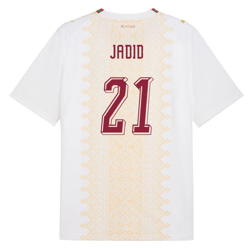 Danxen Kvinnor Marocko Akram Jadid #21 Vit Guld Röd Bortatröja Matchtröjor 26-28 Tröjor T-Tröja