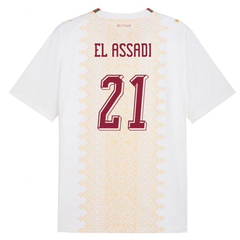 Danxen Kvinnor Marocko Othmane El Assadi #21 Vit Guld Röd Bortatröja Matchtröjor 26-28 Tröjor T-Tröja