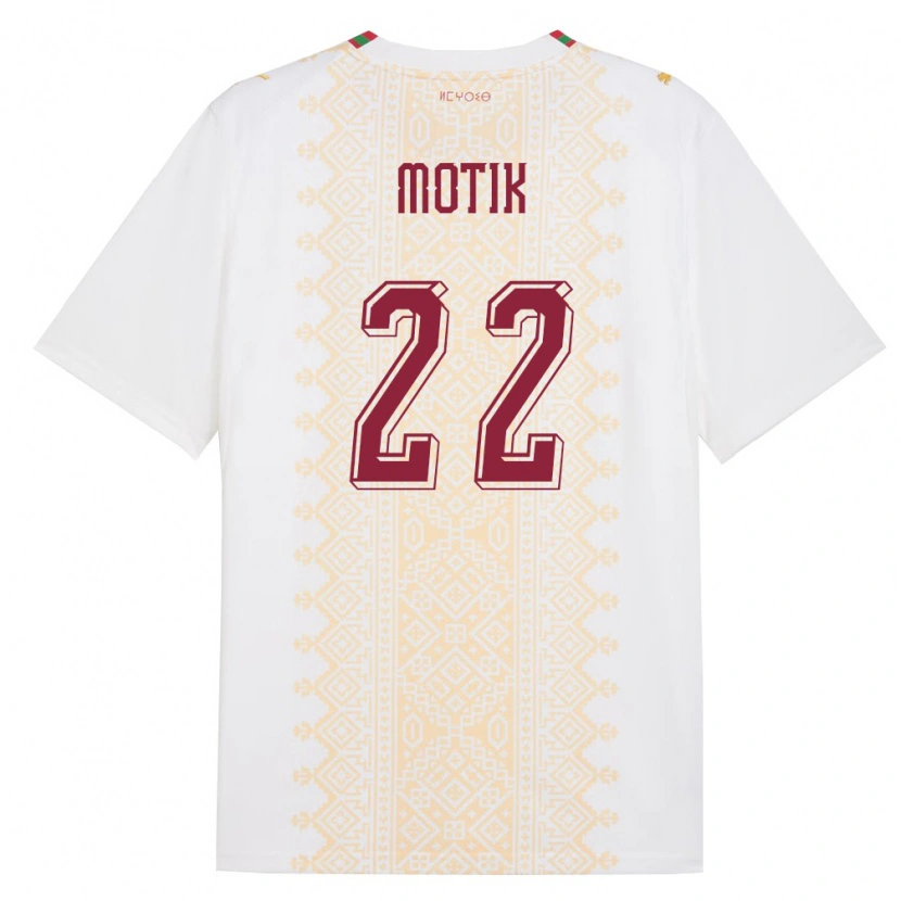 Danxen Kvinnor Marocko Ilyass Motik #22 Vit Guld Röd Bortatröja Matchtröjor 26-28 Tröjor T-Tröja