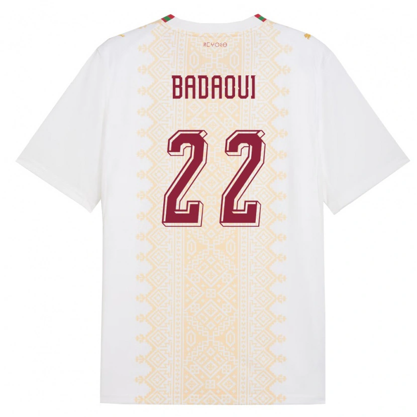 Danxen Kvinnor Marocko Yassine Badaoui #22 Vit Guld Röd Bortatröja Matchtröjor 26-28 Tröjor T-Tröja