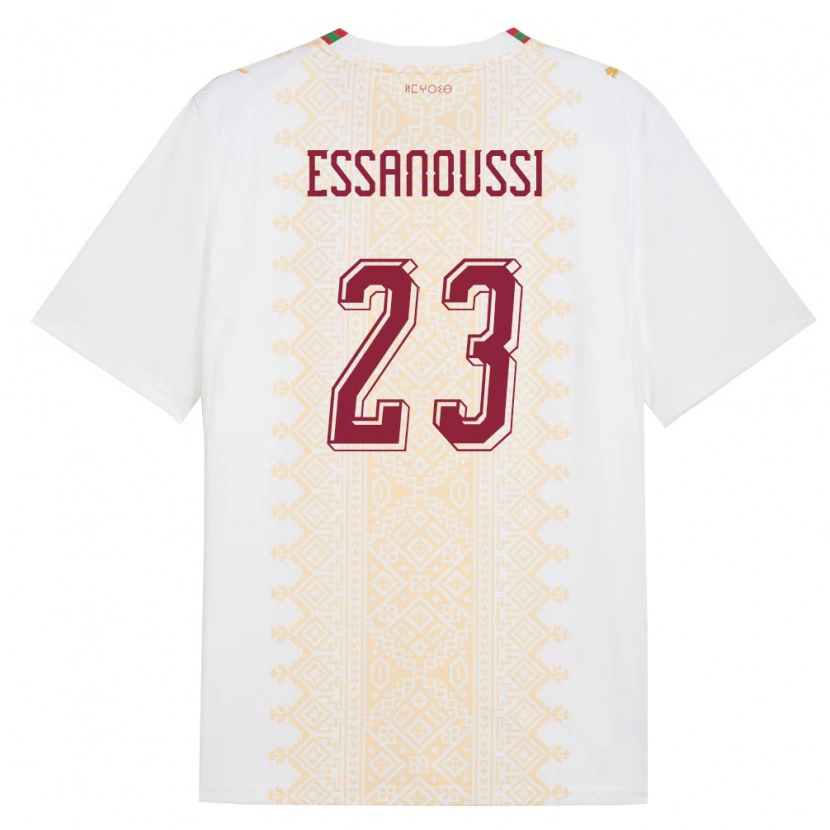 Danxen Kvinnor Marocko Zakariya Essanoussi #23 Vit Guld Röd Bortatröja Matchtröjor 26-28 Tröjor T-Tröja