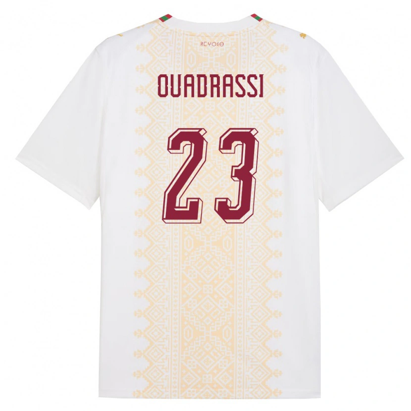 Danxen Kvinnor Marocko Dalil Ouadrassi #23 Vit Guld Röd Bortatröja Matchtröjor 26-28 Tröjor T-Tröja