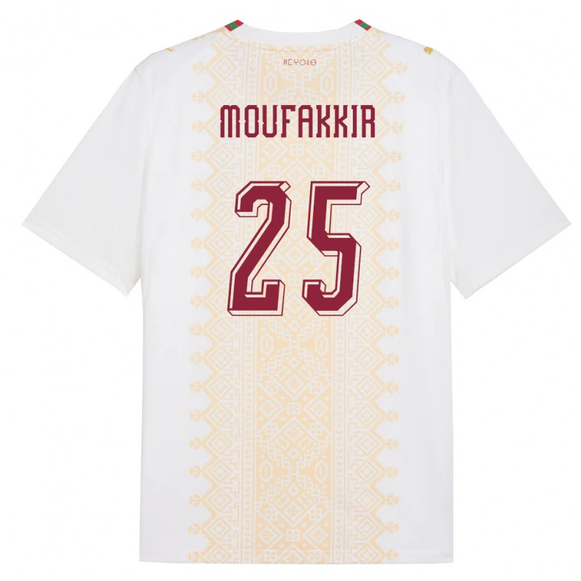 Danxen Kvinnor Marocko Ishak Moufakkir #25 Vit Guld Röd Bortatröja Matchtröjor 26-28 Tröjor T-Tröja