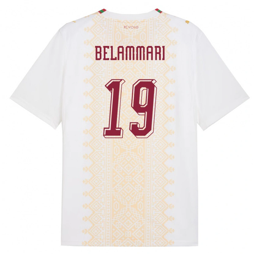 Danxen Kvinnor Marocko Youssef Belammari #19 Vit Guld Röd Bortatröja Matchtröjor 26-28 Tröjor T-Tröja
