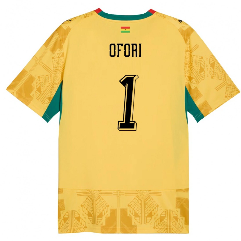 Danxen Kvinnor Ghana Richard Ofori #1 Gul Röd Svart Bortatröja Matchtröjor 26-28 Tröjor T-Tröja